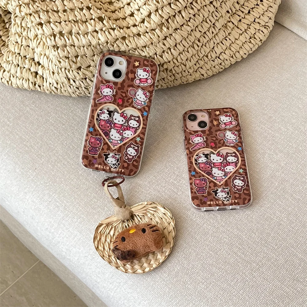 

New HelloKitty Funda Luxury Stylish INS Korean Cute Shockproof Phone Case For iPhone 13 14 15 16 Pro Max Lovely Anti-fall Cover