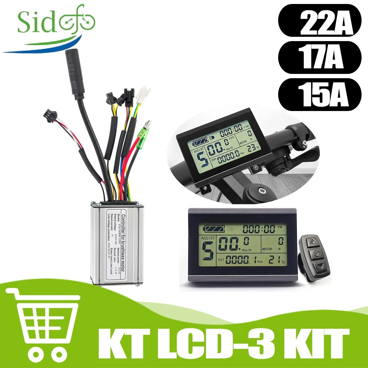 Elektrofahrrad-Zubehör KT-Controller 250W/350W/500W mit LCD3-Anzeigepanel 15A 17A 22A Controller für E-Bike-Zubehör