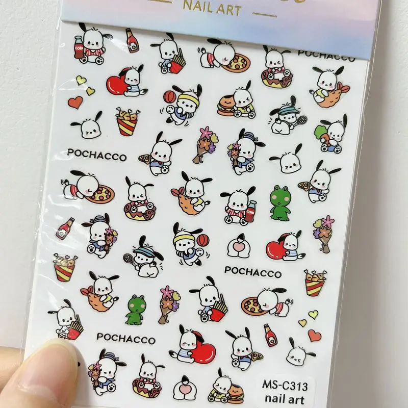 

1PCS Cartoon Pochacco Kuromi 3D Adhesive Stickers Sliders For Nails Sanrio Hello Kitty Anime Nail Art Decoration Nail Stickers