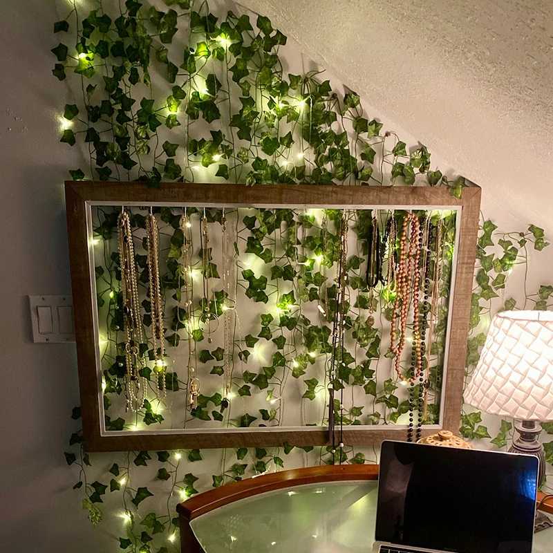 2/5/10M Seidenblätter Fake Creeper Green Leaf Ivy Vine LED-Lichterketten für Zuhause, Hochzeit, Hängegirlande, künstliche Pflanzen, Dekor – Detail 16