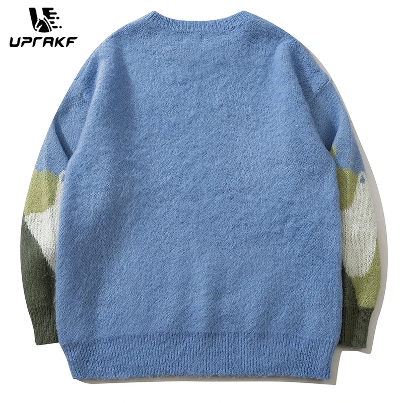 UPRAKF Funny Knitted Cat Embroidery Sweater Autumn Fashion Loose All-Match Pullover Winter Long Sleeve Tops