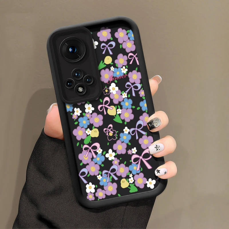 Shockproof Matte Silicone Phone Case For Huawei Honor 400 Lite 70 90 Lite 50 SE 20 300 Pro 200 Flower Bow Knots Bee Print Capa