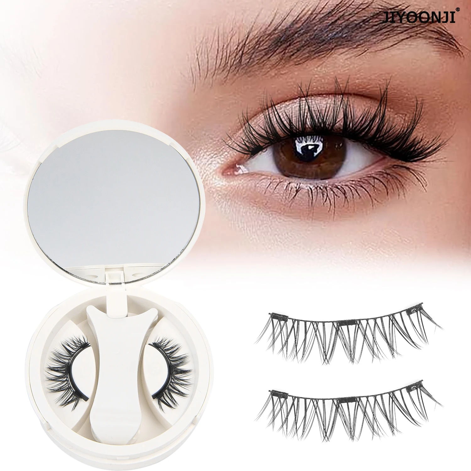 1 par de cílios magnéticos conjunto de cílios de aparência natural 3 estilos reutilizáveis cílios magnéticos e pinças kit extensões de cílios maquiagem