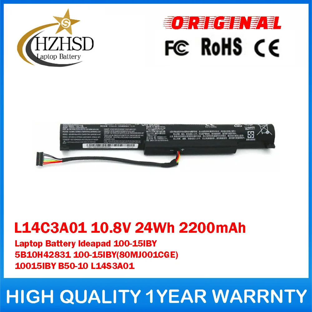 

L14C3A01 10.8V 24Wh 2200mAh Genuine Original Laptop Battery For Lenovo Ideapad 100-15IBY 5B10H42831 100-15IBY(80MJ001CGE) B50-10