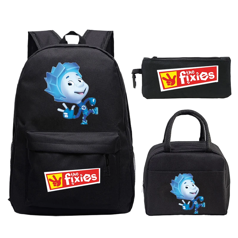 

3pcs/set The Fixies Anime Backpack Lunch Bag Pencil Case Students Boys Girls Bookbag Travel Knapsack Back to School Mochila Gift