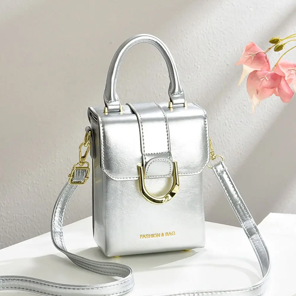 PU Crossbody Bag Macaron Color Metal Accessories Phone Bag Adjustable Strap Large Capacity One-shoulder Bag Outdoor Carry