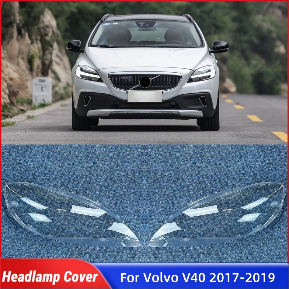

For Volvo V40 2017 2018 2019 Accessories Cars Lampshade Caps Headlight Glass Car Front Headlight Lens Cover Lights Shell