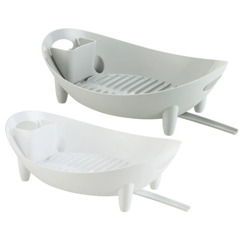 Dish Drying Rack Oval Shaped Drainer with Utensil Holder Plate Bowl Cutlery Storage Vegetable Basket Kitchen Drop shipping