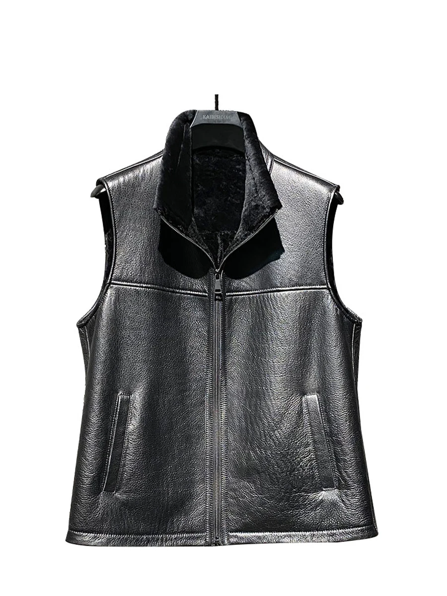 AYUNSUE-Veste en cuir véritable pour homme, veste en peau de mouton naturelle, glaçure en fourrure, vêtements d'hiver minces, vestes en fibre, mode chaude, 2024