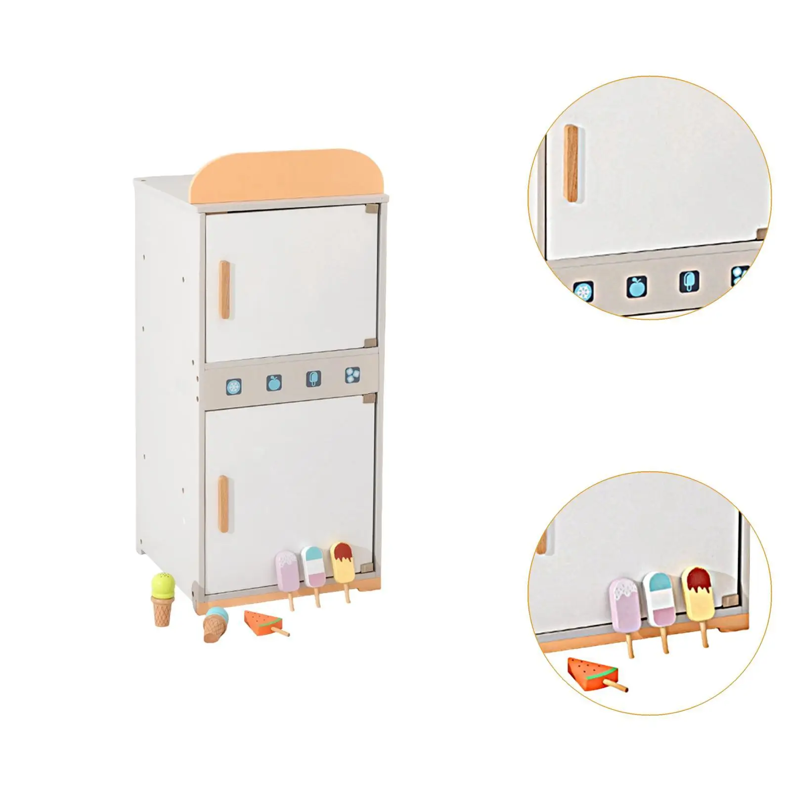 어린이 장난감 역할 놀이 냉장고 Playset 나무 놀이 냉장고 미세 운동 기술 어린이