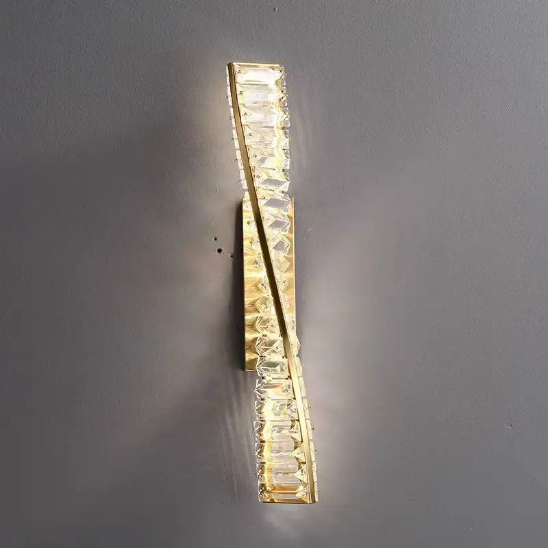 Italian Crystal Wall Sconce LED Light Luxury Modern Gold for Bedroom Living Room Hallway Decor