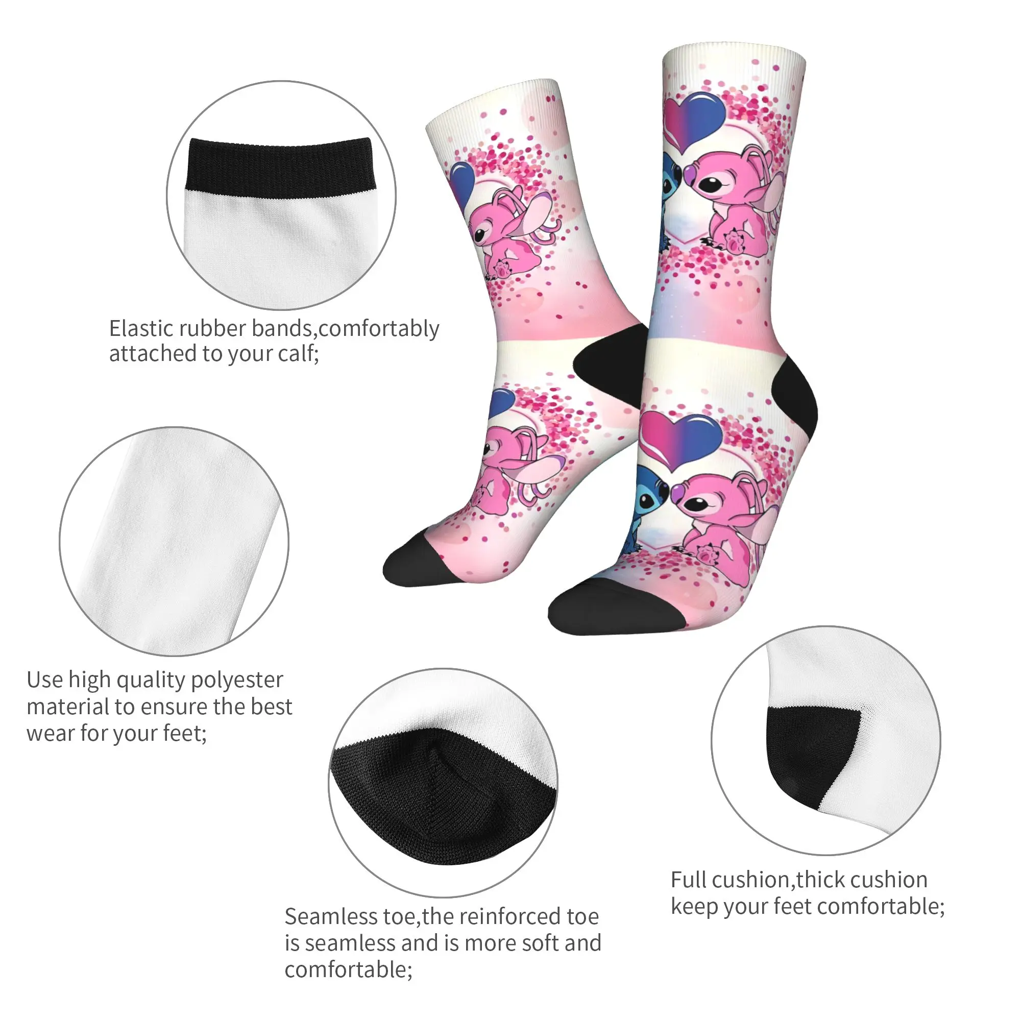 Stitch Stockings Couple  Socks Soft Breathable Elegant Socks Autumn Running Sports Non Skid Graphic Socks Gift