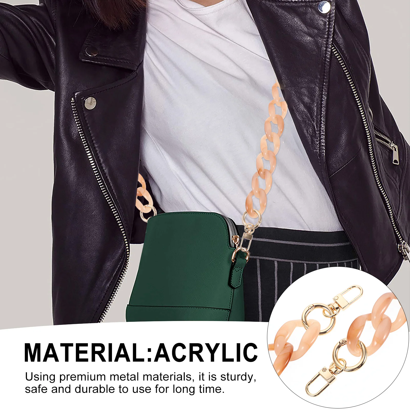 الاكريليك هيكل السمكة حقيبة سلسلة استبدال قوي انفصال محفظة حزام الكتف حقيبة يد كروس سلسلة DIY حقيبة التبعي #4