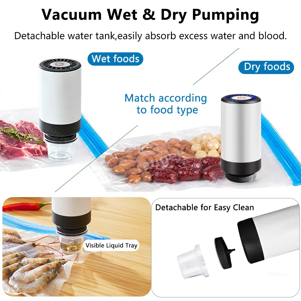 Vacuum Sealer Pump Mini Handheld Food Sealing Pump Multi-Function Automatic Sealing Machine with Reusable Vacuum Sealer Bags