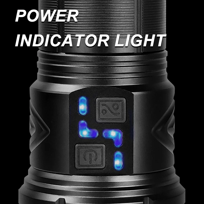 Powerful LED Flashlight Super Bright Spotlight Long Range Zoomable Emergency Torch Outdoor Lamp Lantern Power Display