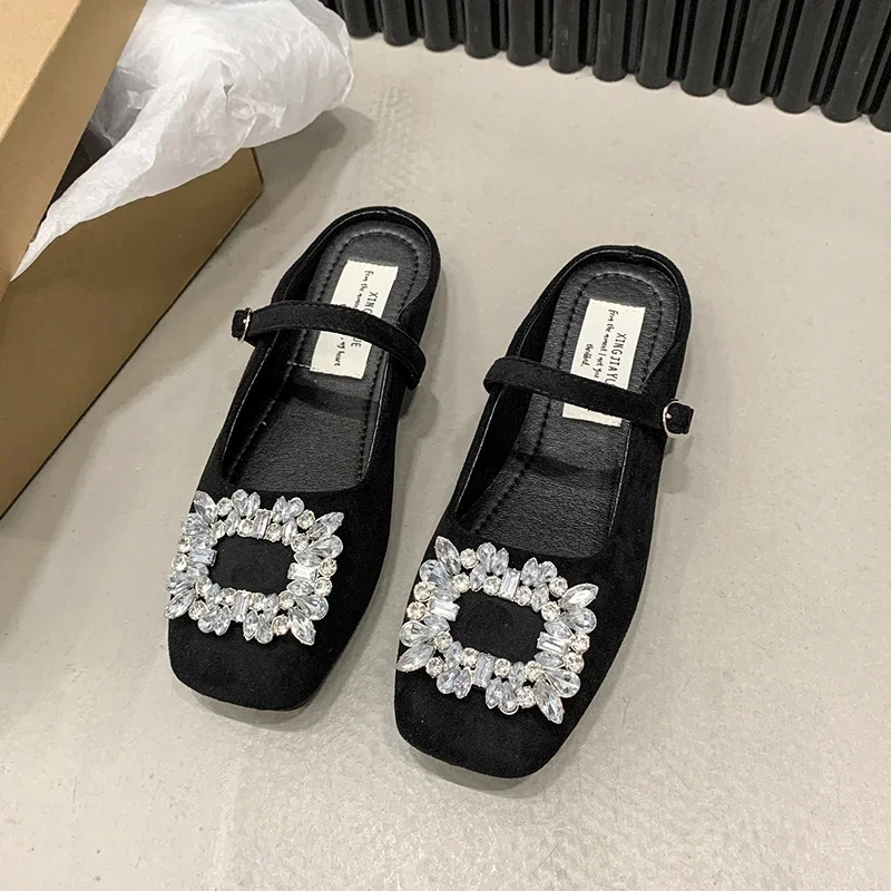2024 High Quality Fashion Ladies Shoes Casual Comfortable Soft Sole Flats Spring Solid Color Non-slip Rhinestone Women's Shoes
