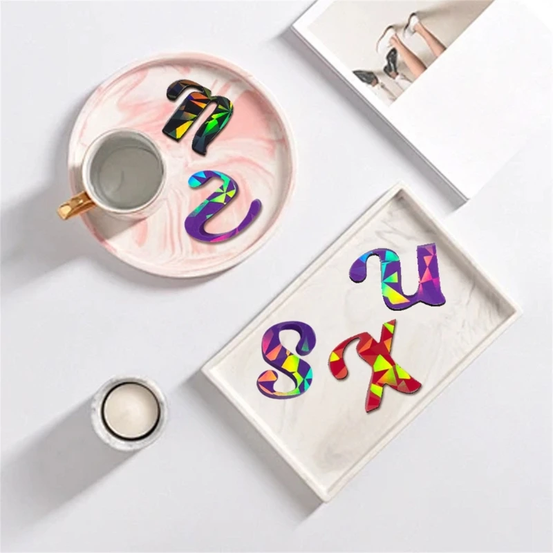 Rainbow Effect Letter Number Keychain Molds In Flexible Silicone for Epoxy 40GB