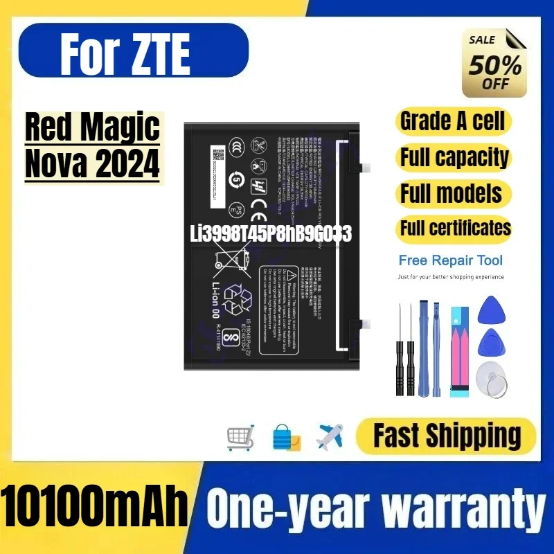 Li3998T45P8hB9G033 for ZTE Red Magic Nova 2024 Phone Battery High Quality  Capacity Replacement Bateria Grade A Cell with Tools