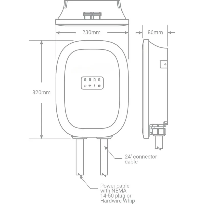 บ้าน เครื่องชาร์จ EV ระดับ 2 - NEMA 14-50 EVSE พร้อมเครื่องชาร์จ J1772 - สถานีชาร์จรถยนต์, สายชาร์จรถยนต์ไฟฟ้า 24 ฟุต, สีขาว