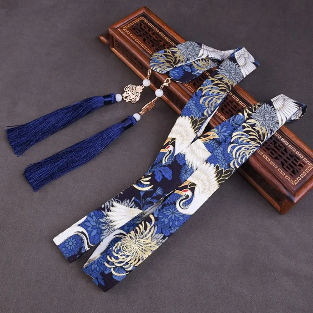 Embroidery Chinese Style Hair Band Horse Face Skirt Ornament Crane New Year Headwear Tassel Cloth Bow Ribbon Headwear Men/Male