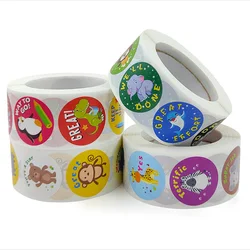 500Pcs/Roll Children's Cute Animal Scroll Reward Stickers for School Teacher Supplies Student Kids Inspirational Labels