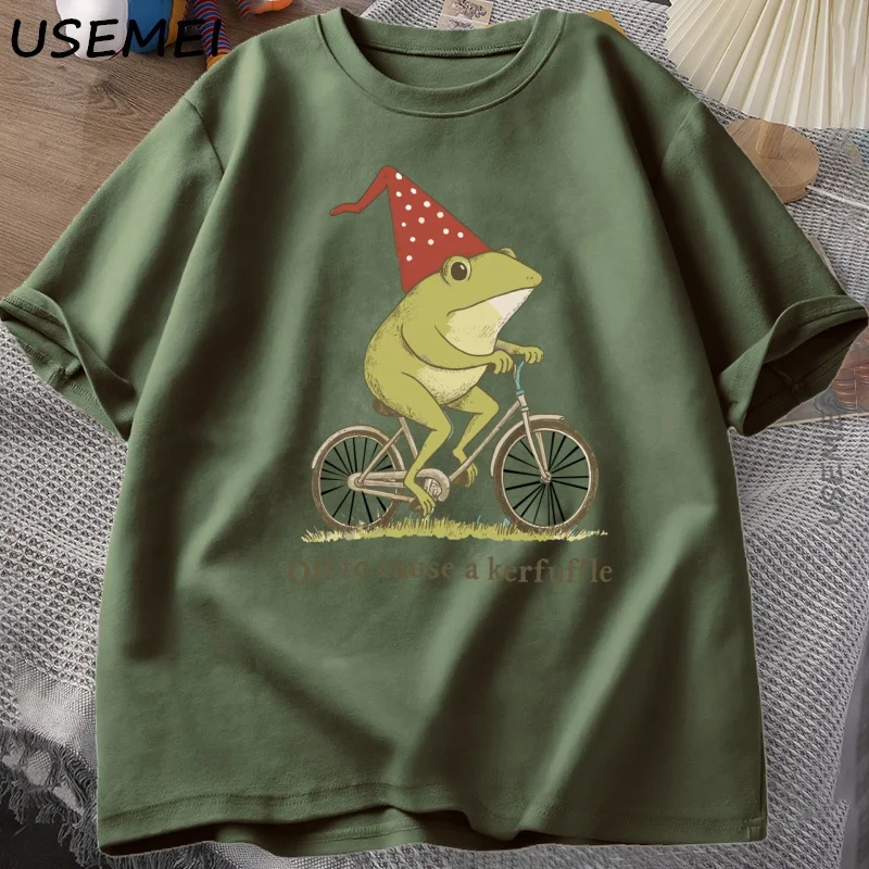 Off To Cause A Kerfuffle Frog T-Shirt Funny Weirdcore Sayings Unique Tshirt Adults Joker Men Women Graphic Tee Male Summer Tops - view 4