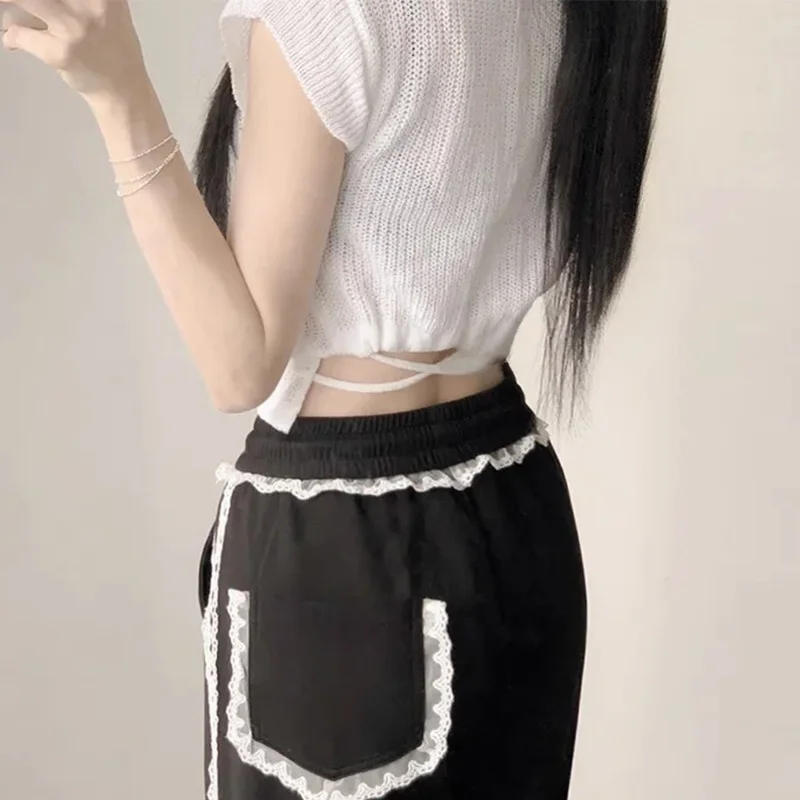 

Pure Desire Sle Hollow out Ice Silk ort Sve Трикотажная футболка женская летняя новинка Careful Ba Strap Top Корейская версия S...