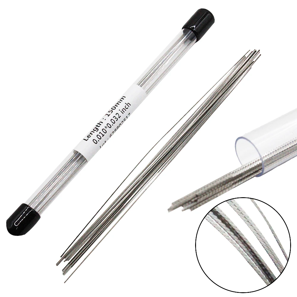 AG 10Pcs/Pack Dental Orthodontic Stainless Steel Lingual Retainer Wire 150MM Flat Straight Twist Wires Dentistry Materials