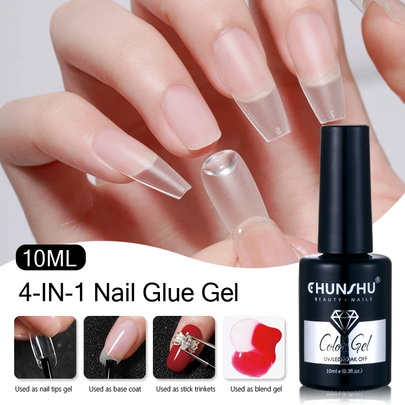 CHUNSHU Nail Glue Gel For Nails Art Extension False Nail Tips Gelpolish Soak Off UV LED Function Varnish Top Base Coat Clear 10M
