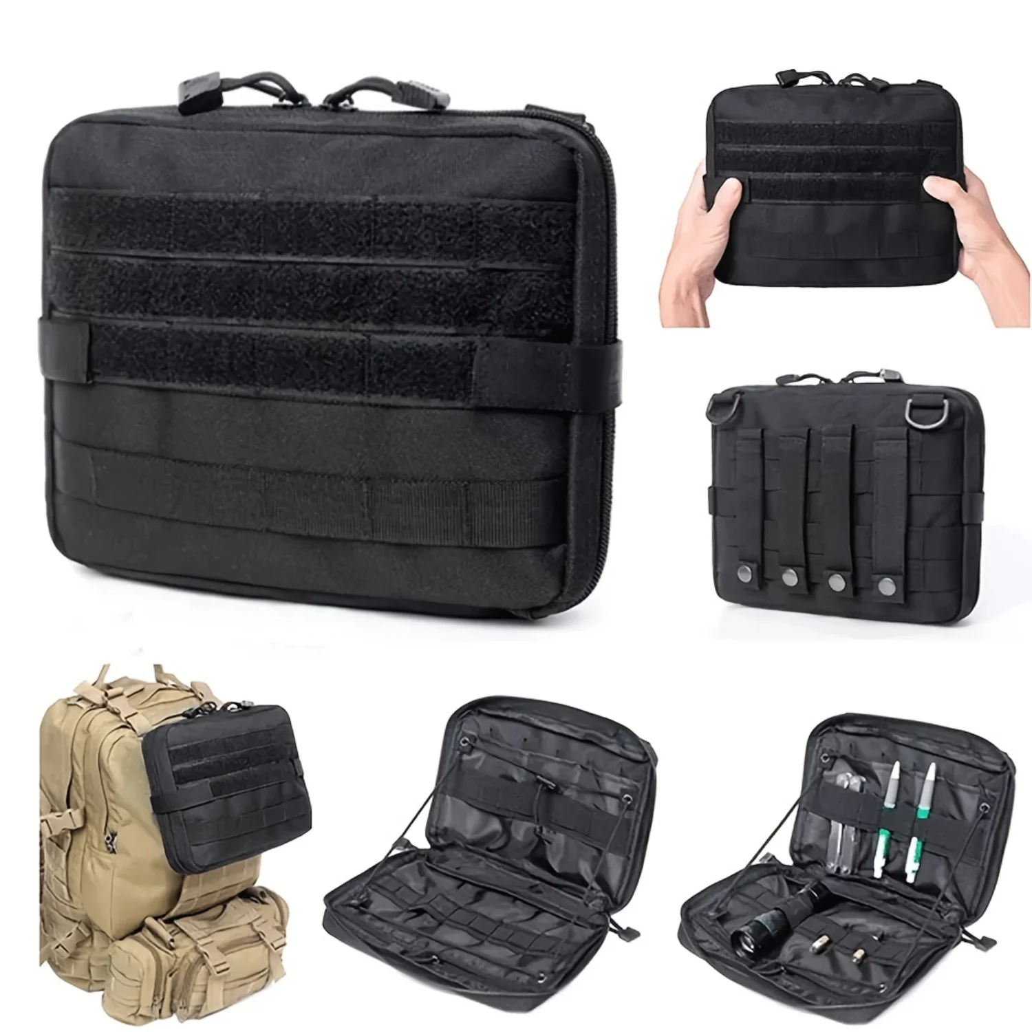 Multifunctional Outdoor Utility Waist Bag - Durable EDC Molle Tool Zipper Pack for Hunting, with Accessory Belt Pouch