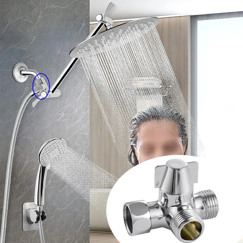 All Copper Shower Arm Water Distributor Shower G1/2 Three-way Water Distributor Valve One in Two Out Shower Head Switch