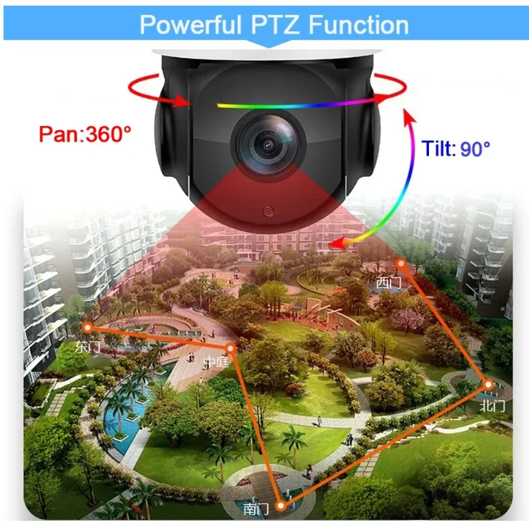 Full Color Auto Tracking 30fps 8MP 4K 15X Optical Zoom Rotation Audio Outdoor ONVIF POE PTZ IP Surveillance Speed Doom Camera