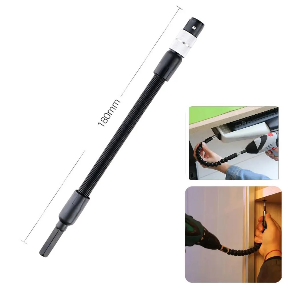 

1 шт., держатель сверл с гибким валом, вал 180 мм, 6,35 мм, шестигранный держатель бит, удлинитель отвертки для отвертки с храповым механизмом, инструмент