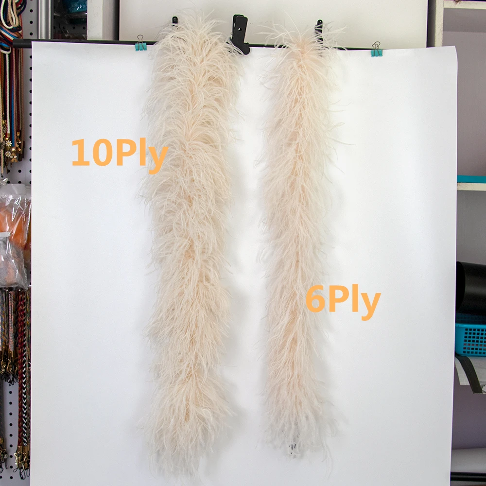 

6Ply 10Ply Boa Natural Ostrich feather boa Trims for Costume Clothing Sewing Accessories Fluffy Ostrich decoration plumas Dyed