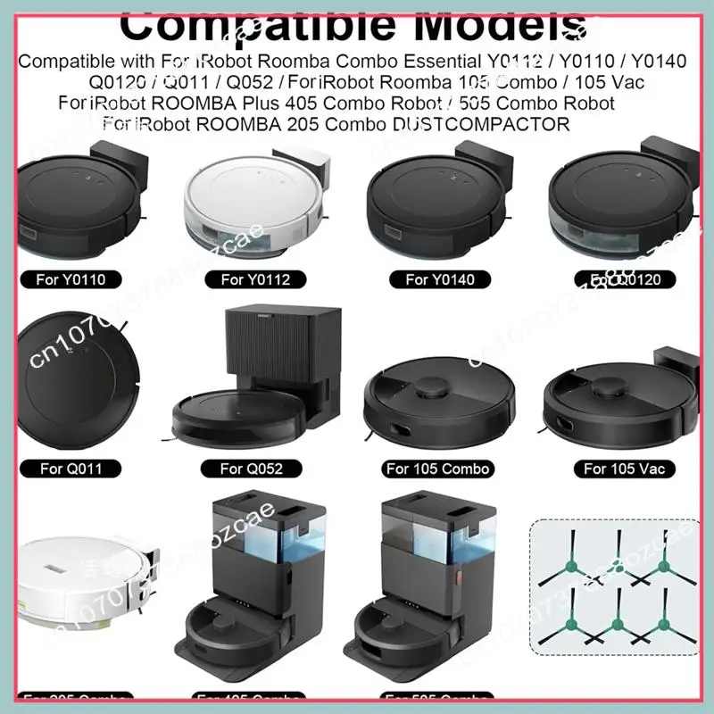 مجموعة ملحقات A26P لـ Irobot Roomba Plus 405 Combo Robot +/505 Combo Robot +/Irobot Roomba 205 Combo فرش جانبية