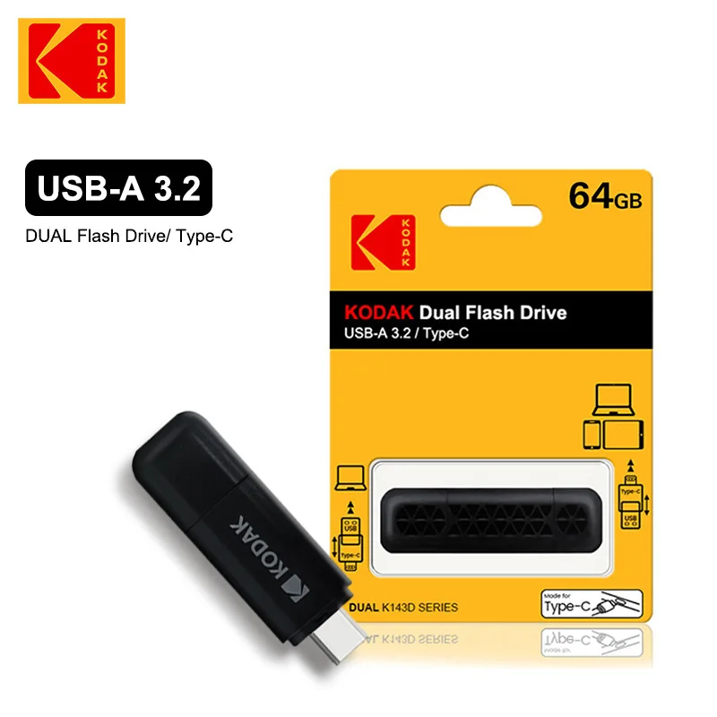

USB-флеш-накопитель KODAK 256 ГБ OTG USB 3.2 Type C для телефона, iPad, 128 ГБ, 64 ГБ, 32 ГБ, флешка для ноутбука, карта памяти