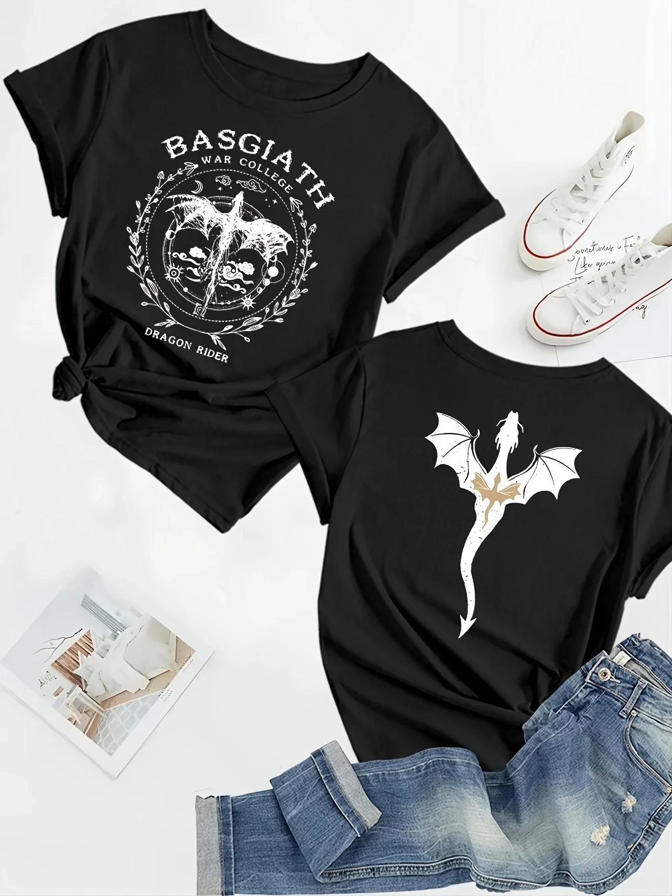 Fourth Wing Double-sided T-shirt Rebecca Yarros War College Tshirt Unisex Cotton Tee Bookish Short Sleeve O-Neck Fashion Ttees