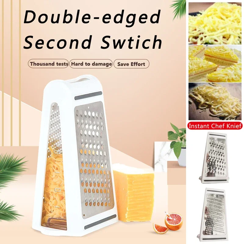 

Double Sided Food Grater Cheese Vegetable Chopper Cheese Butter Grater Box Container Stainless Steel Kitchen Gadgets