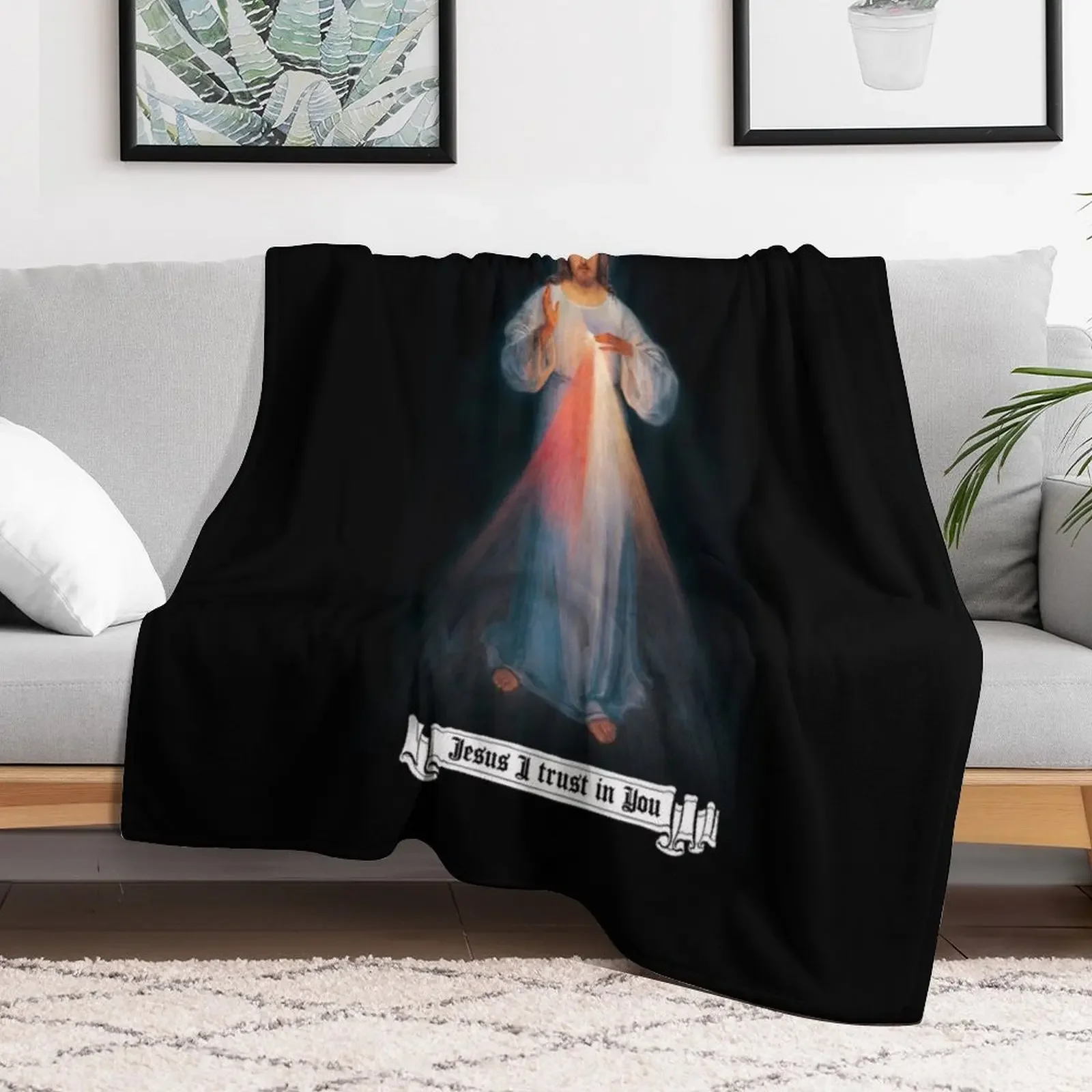 The Divine mercy image, catholic and Christian gifts, Jesus I trust in you Throw Blanket decorative Thermal Summer Blankets