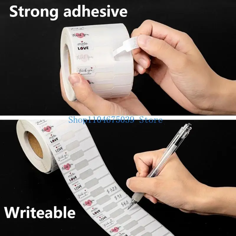 

5asd 500Pcs Blank Jewelry Sticker Roll Strong Adhesive Ends Customizable Labels