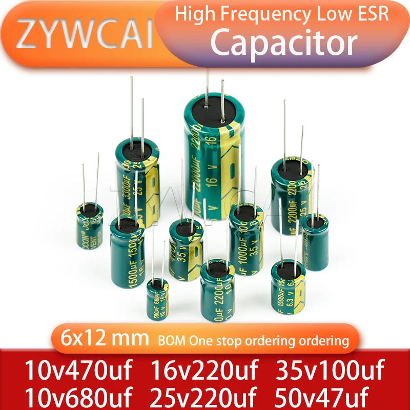 

10v470uf 16v220uf 25v220uf 35v100uf 50v47uf 10v680uf 6x12 50PCS 105° High frequency electrolytic capacitor