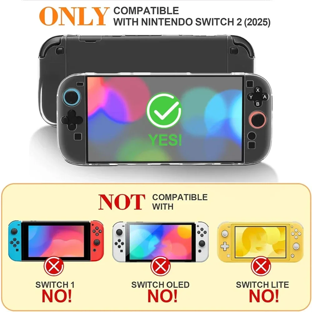 حافظة من البولي يوريثان الحراري لوحدة تحكم NS2 Joycon غطاء حماية كريستالي سبليت غلاف حماية مضاد للخدش للتبديل 2 ملحقات