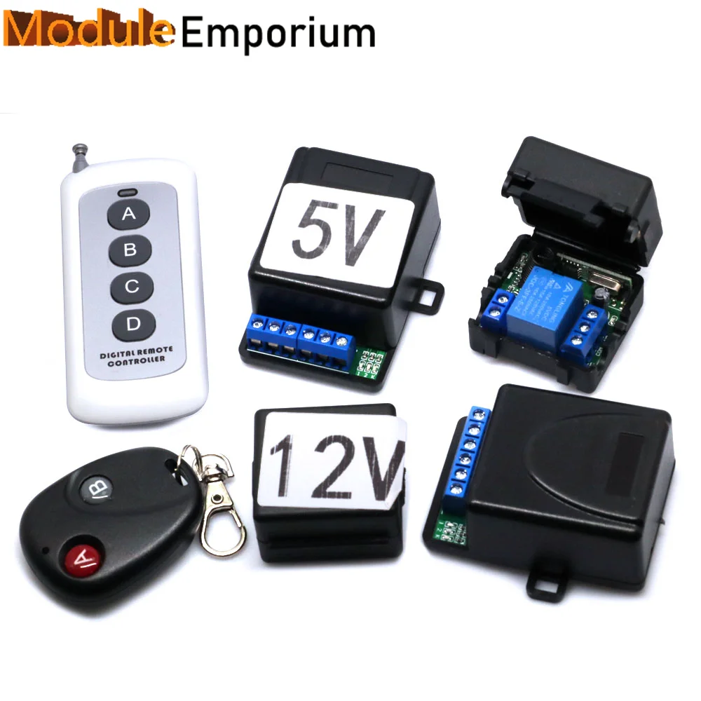 433Mhz RF Remote Control Wireless Switch DC 5V 12V 1CH 2 Way Relay Receiver and 2CH Transmitter For Door Electromagnetic Lock