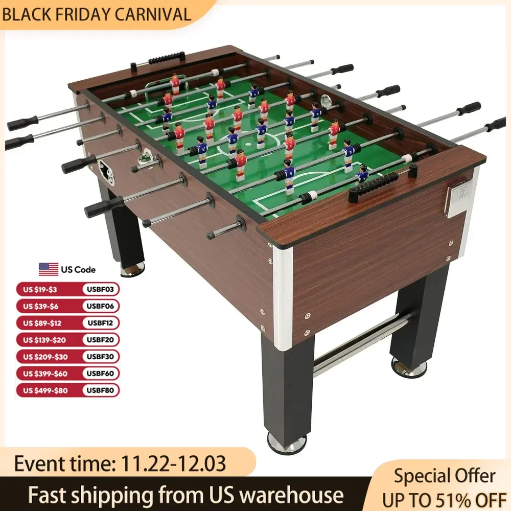 55-Inch Foosball Table with Folding Drink Holders - Faux Wood 55.25