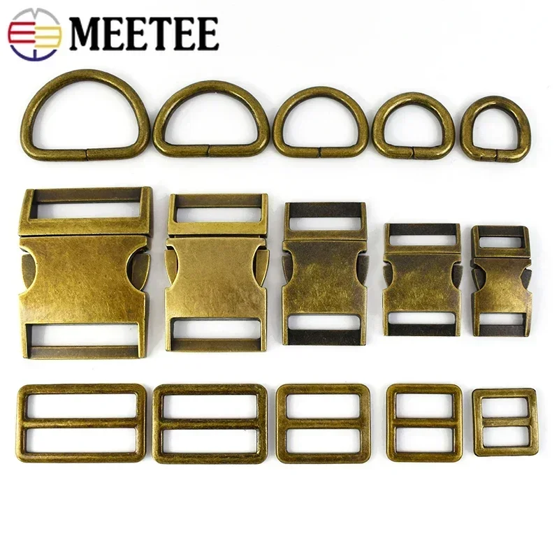 

1-3Sets Meetee 15-38mm Metal Buckle Bag Strap Release Buckles D Ring Tri Glide Clasp Webbing Connect Adjust Hook DIY Accessories
