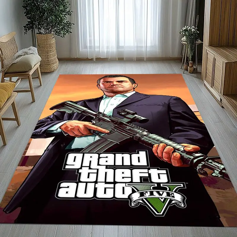 Vintage Game G-GTA San Andreas Area Rug,Soft Non-Slip Carpet Mat for Living Room Bedroom Playroom,Sofa Floor Rug,Home Decor Gift
