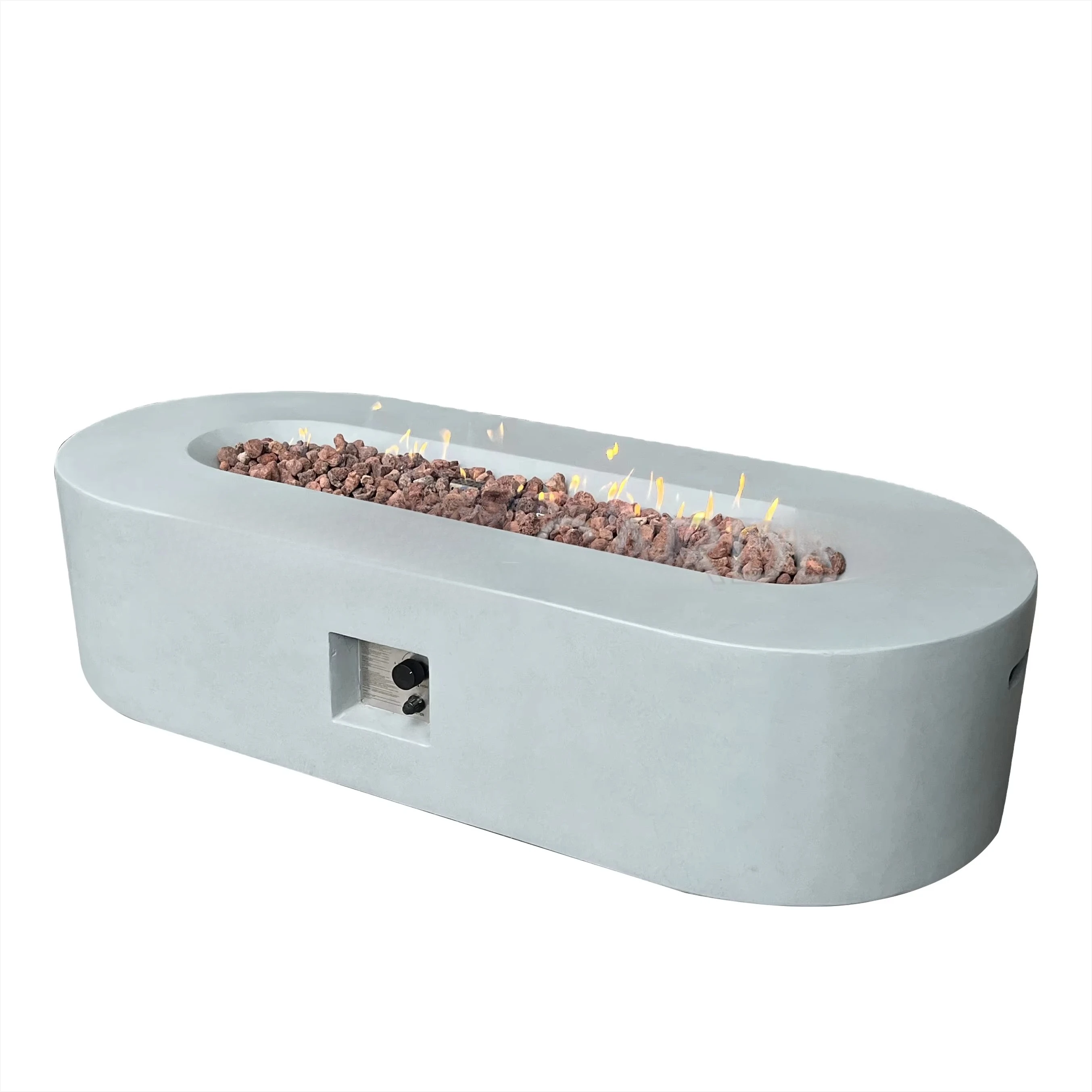 Oval Table Gas  Fire Pit Concrete Fireplace Patio Outdoor Propane Fire Pit Table
