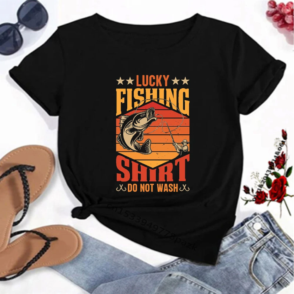 LUCKY FISHING SHIRT DO NOT WASH Graphic Mens Breathable WOMEN Round Neck Tshirt Retro Bass Fish Art Print Fisher Hobby Present
