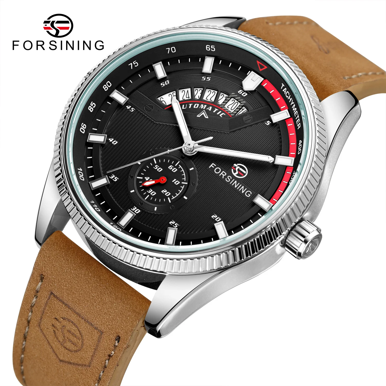 Forsining 382a reloj para Uhr Fabrik Datum Männer braun Leder Skelett automatische mechanische Uhr für Mann Armbanduhr empfehlen