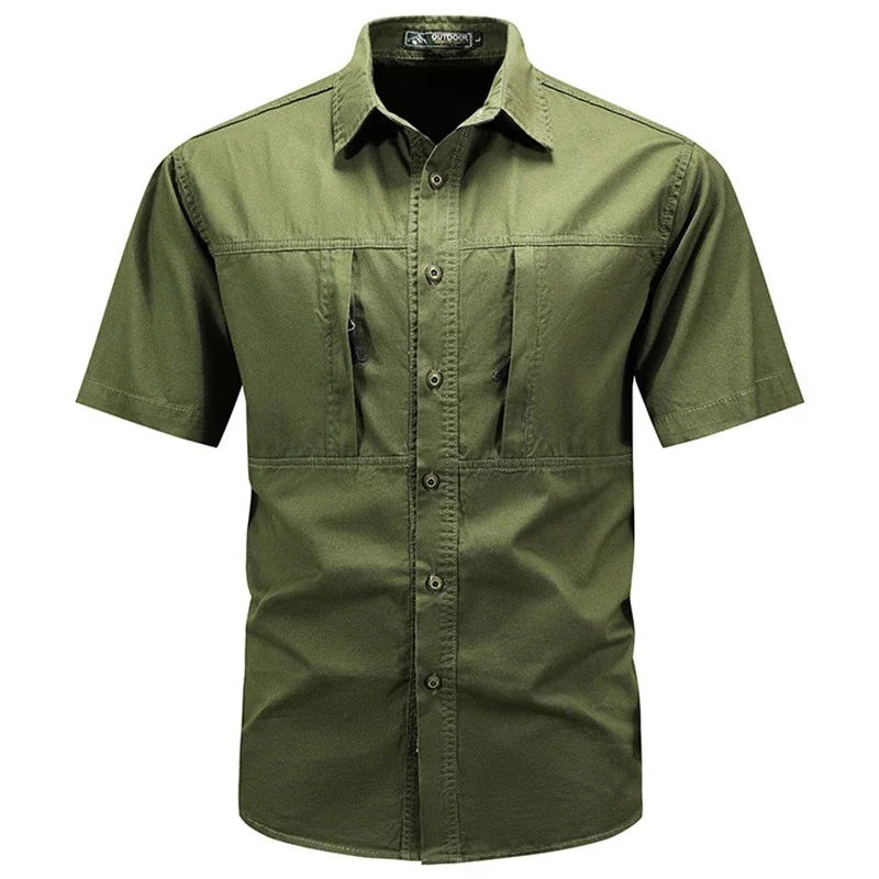 Men\'s Tactical Short-sleeved Shirt Summer New Outdoor Multi-pocket Quick-drying Military Cargo Shirt Hiking Fishing Work T-shirt